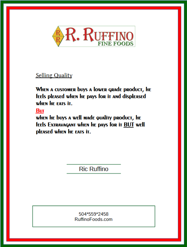 R. Ruffino pipe tobacco selling catalog with pricing details.